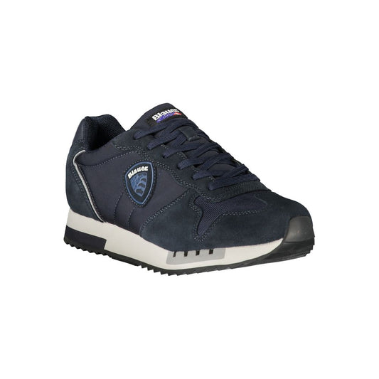 Blue Polyurethane Men Sneaker