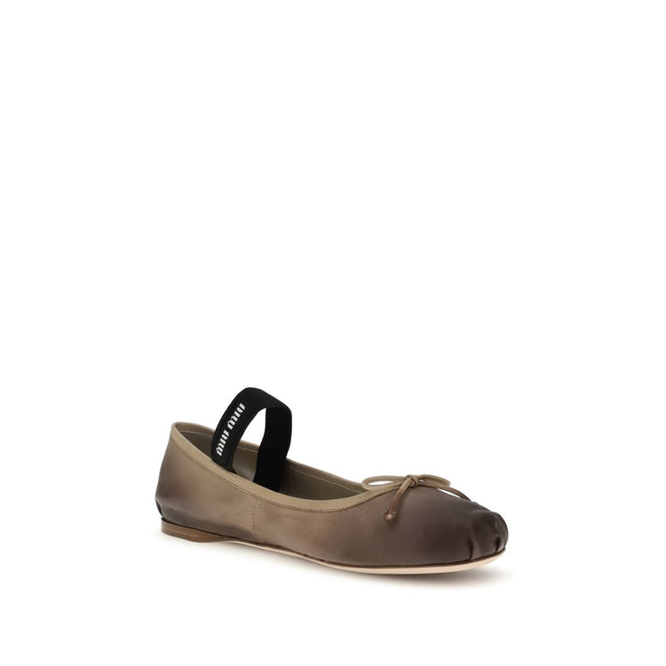 Brown Calf Leather Bos Taurus Ballet Flats