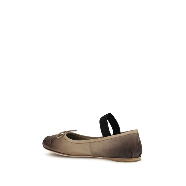 Brown Calf Leather Bos Taurus Ballet Flats