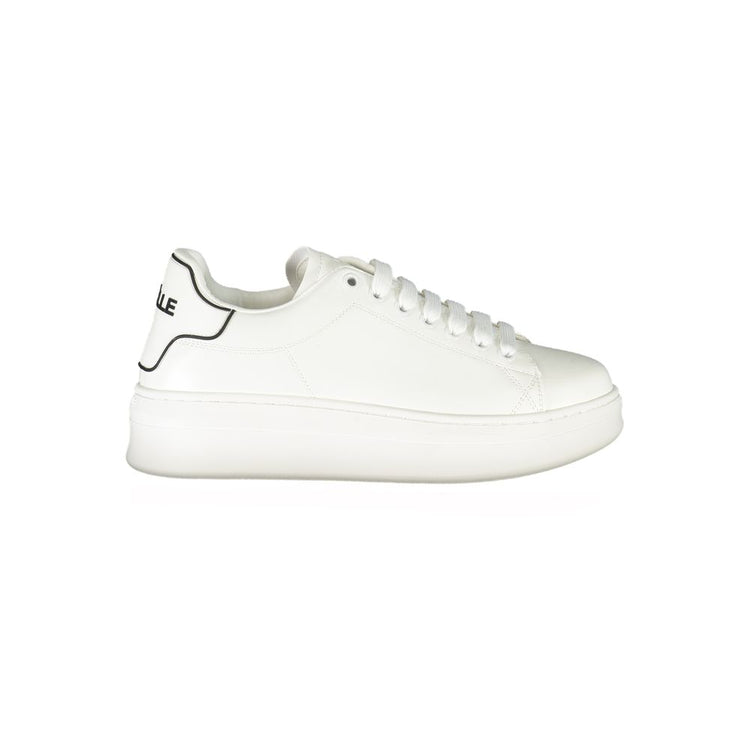 White Polyurethane Women Sneaker