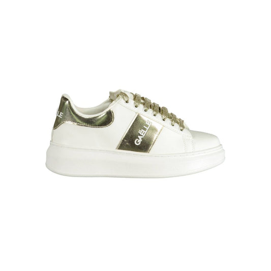 White Polyurethane Women Sneaker