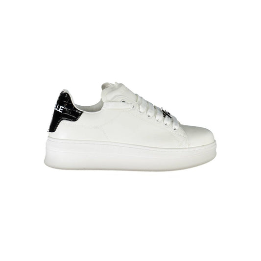 White Polyurethane Women Sneaker