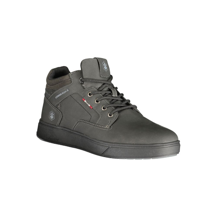 Black Polyurethane Men Sneaker