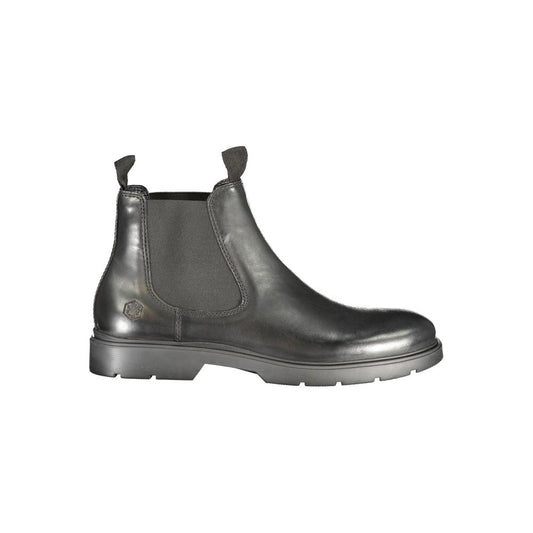 Black Leather Men Ankle Boot