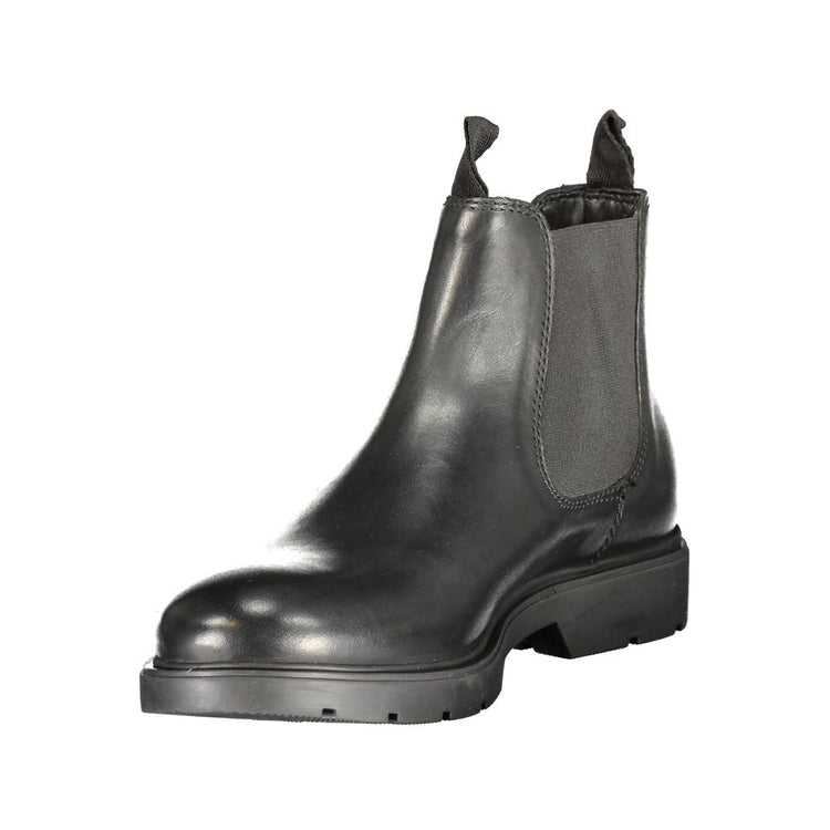 Black Leather Men Ankle Boot