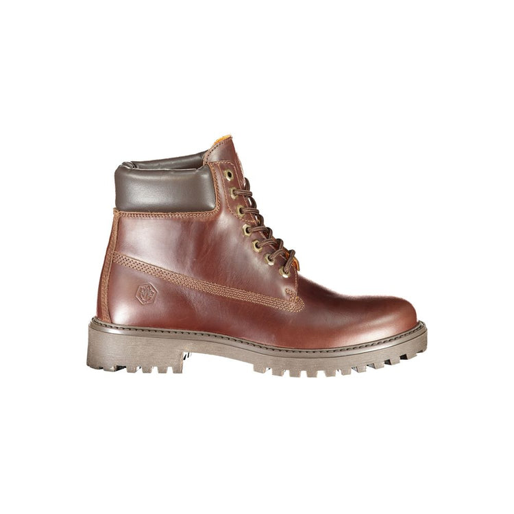 Marrone Pelle Mens Sneaker Boot