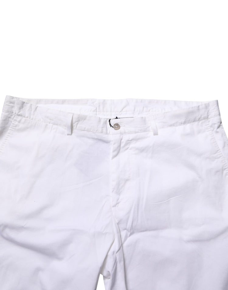 White Cotton Stretch Men Bermuda Pants