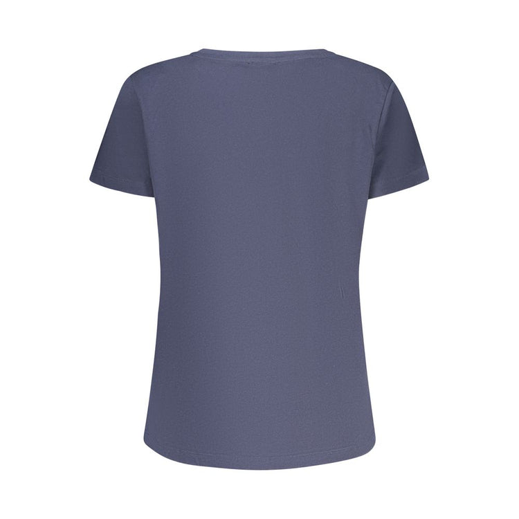 "Blu Cotton Women T-Shirt with Rhinestone Detailing"