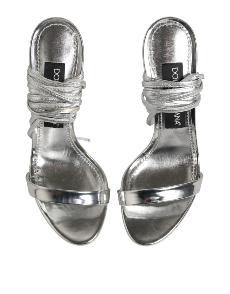 Silver Strappy High Heels Sandals Shoes