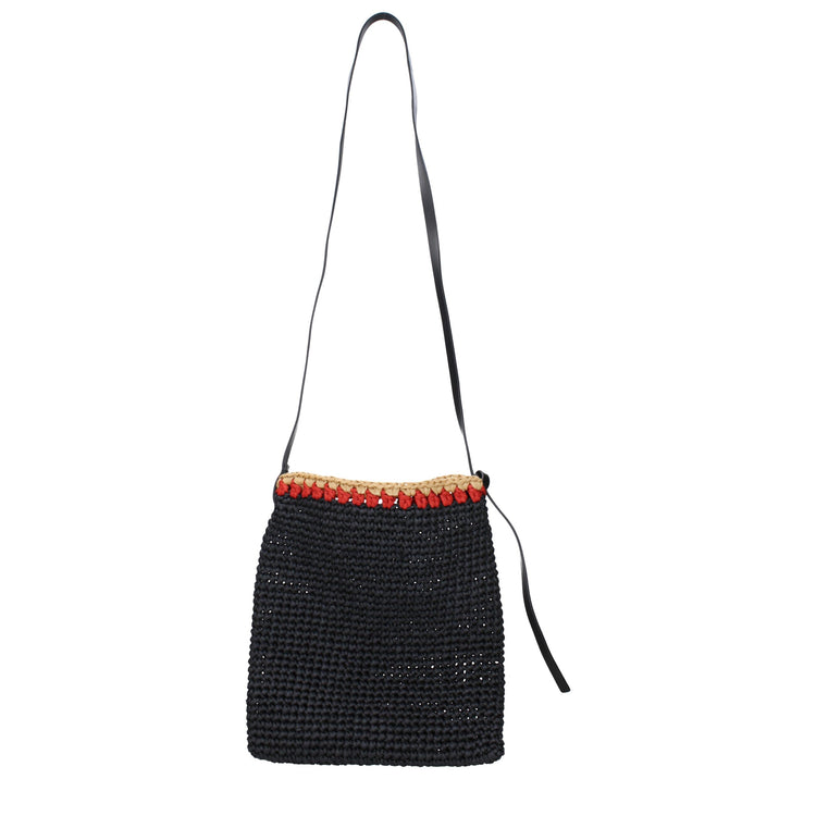 Black Raffia Crossbody Bag