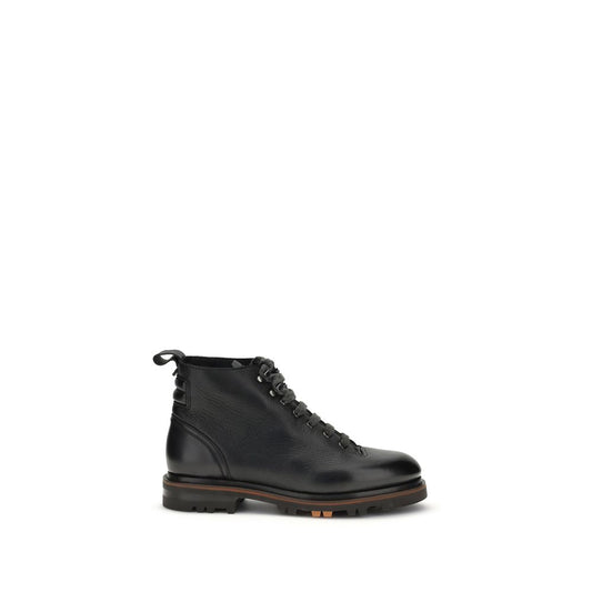 Black Calf Leather Bos Taurus Lace-Up Boots
