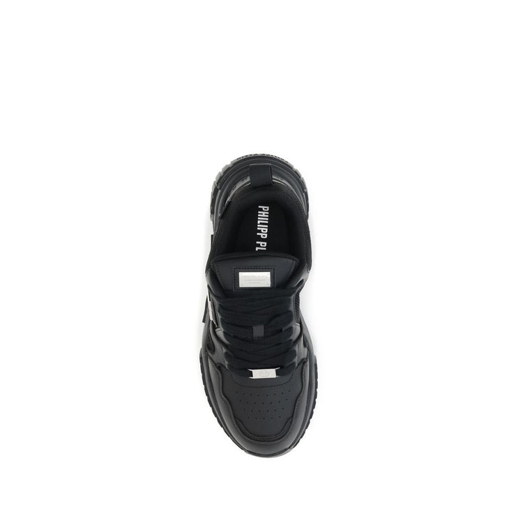 Black Polyester Athletic Sneakers