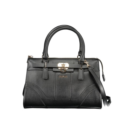 Black Polyurethane Women Handbag