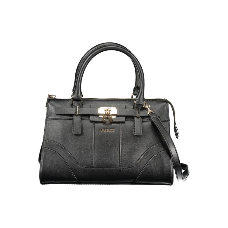 Black Polyurethane Women Handbag
