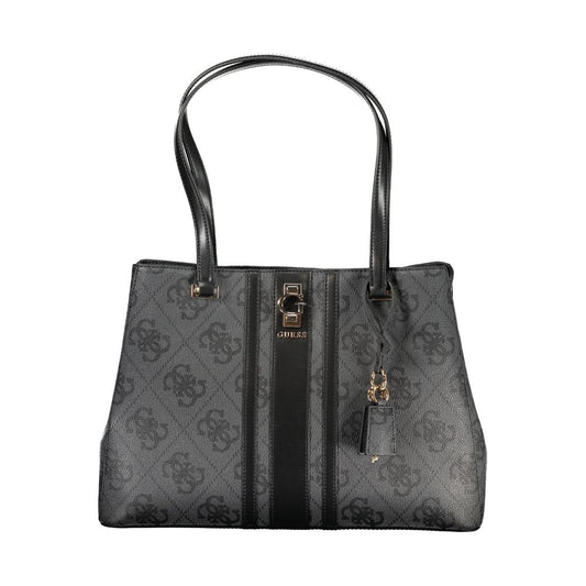 Black Polyurethane Women Handbag