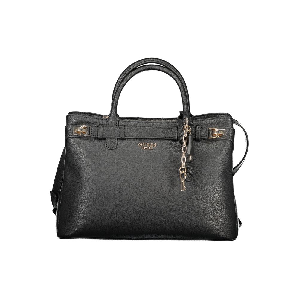 Black Polyurethane Women Handbag