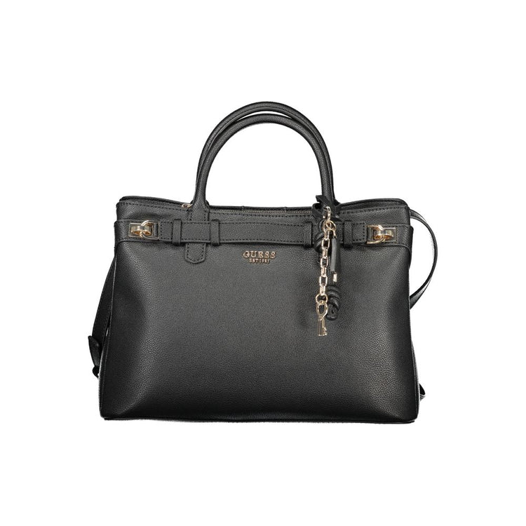 Black Polyurethane Women Handbag
