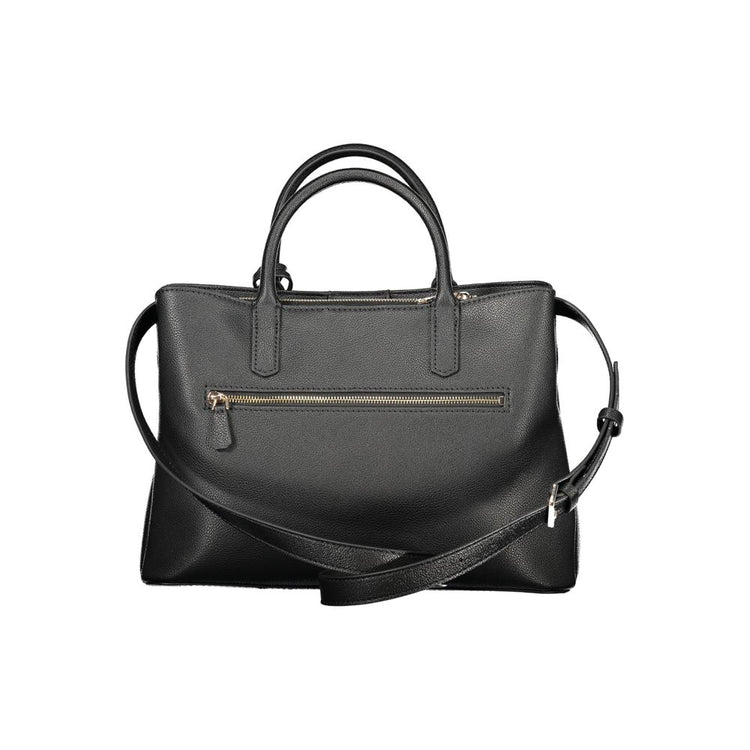 Black Polyurethane Women Handbag