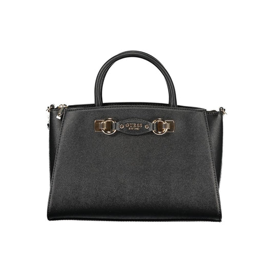 Black Polyurethane Women Handbag
