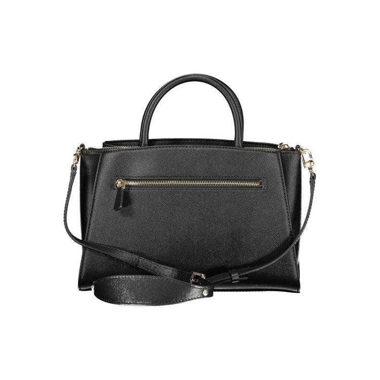 Black Polyurethane Women Handbag