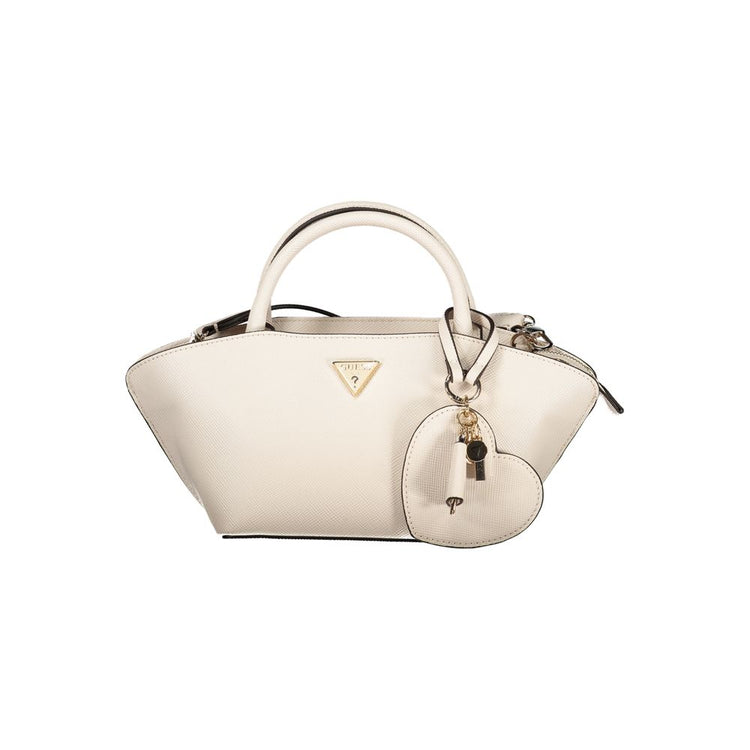 Beige Polyurethane Women Handbag