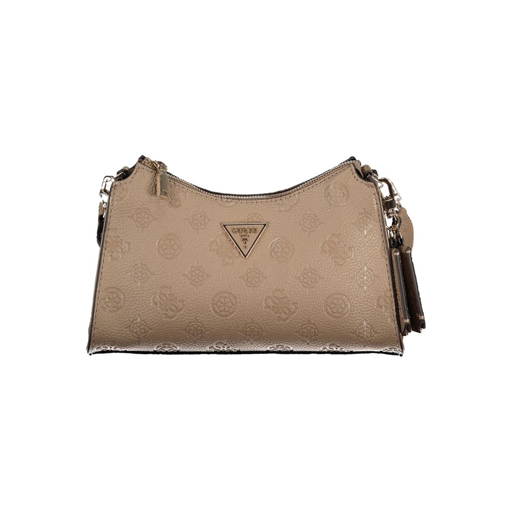 Beige Polyurethane Women's Crossbody Bag
