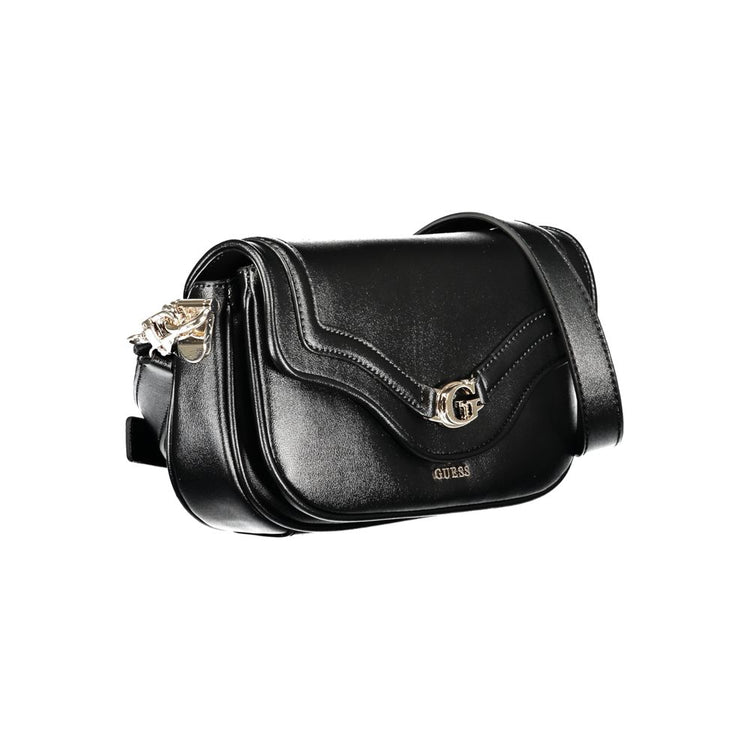 Black Polyurethane Women Handbag