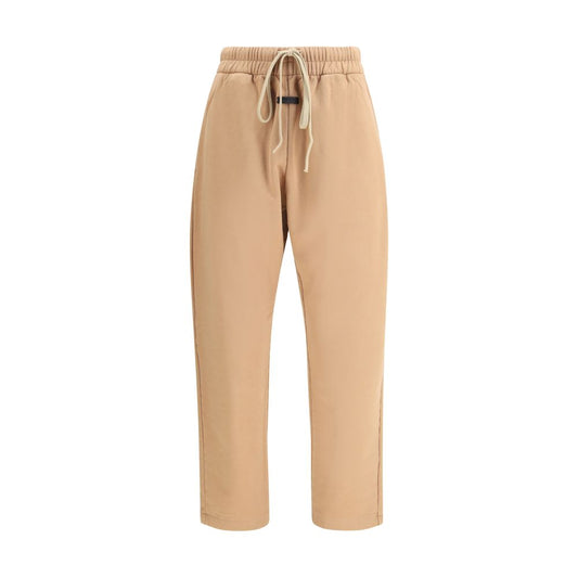 Beige Cotton Casual Pants