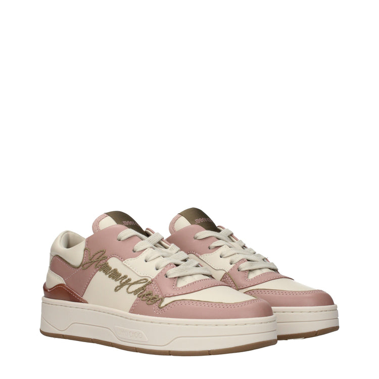 Pink Leather Low Top Sneakers