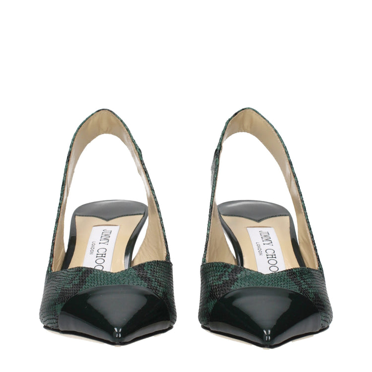 Green Leather High Heel Pumps