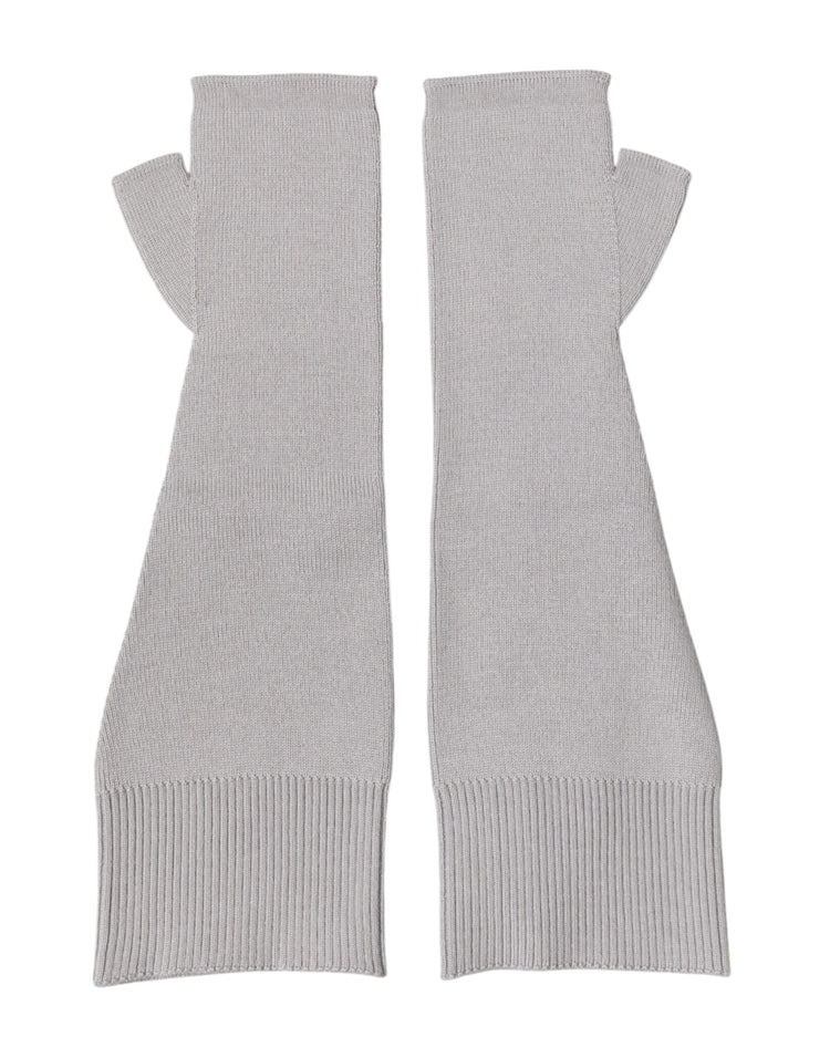 Gray Virgin Wool Knitted Fingerless Men Gloves