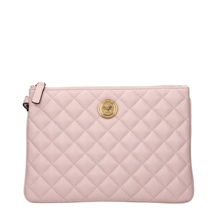 Pink Leather Clutch Bag