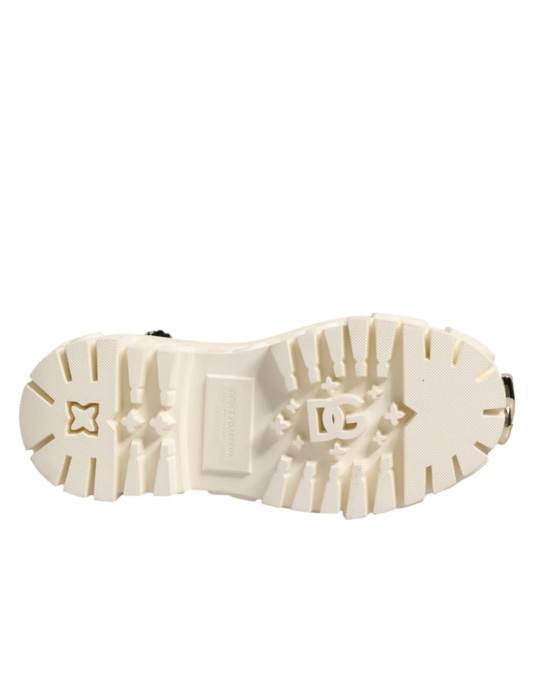 White Leather Rubber Logo Ankle Boots Shoes