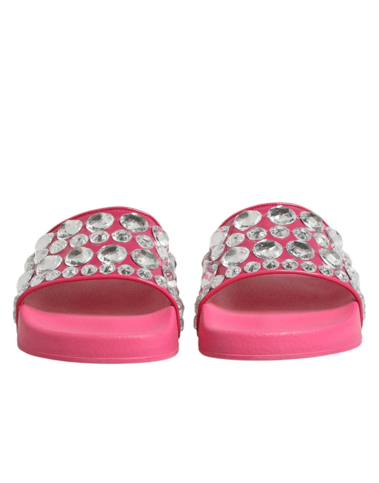 Pink Crystal Slides Sandals Beachwear Shoes