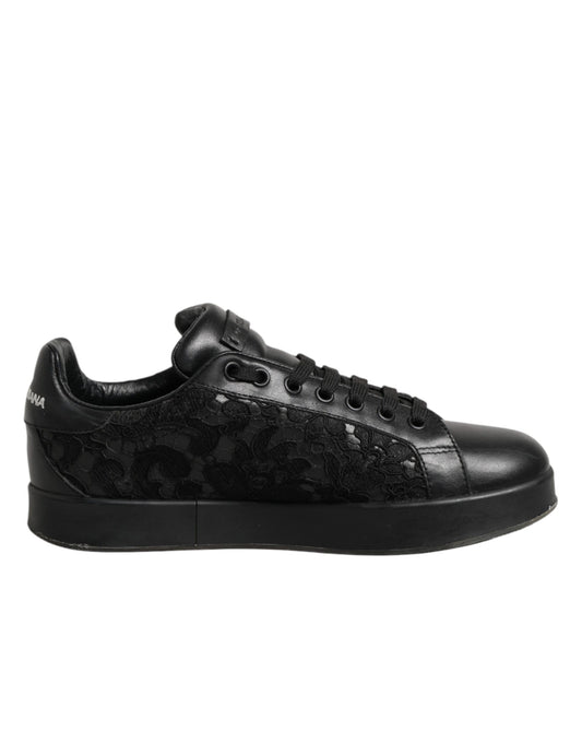 Black Floral Lace Low Top Sneaker Shoes