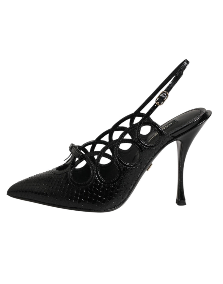 Leather High Heels Slingback Shoes