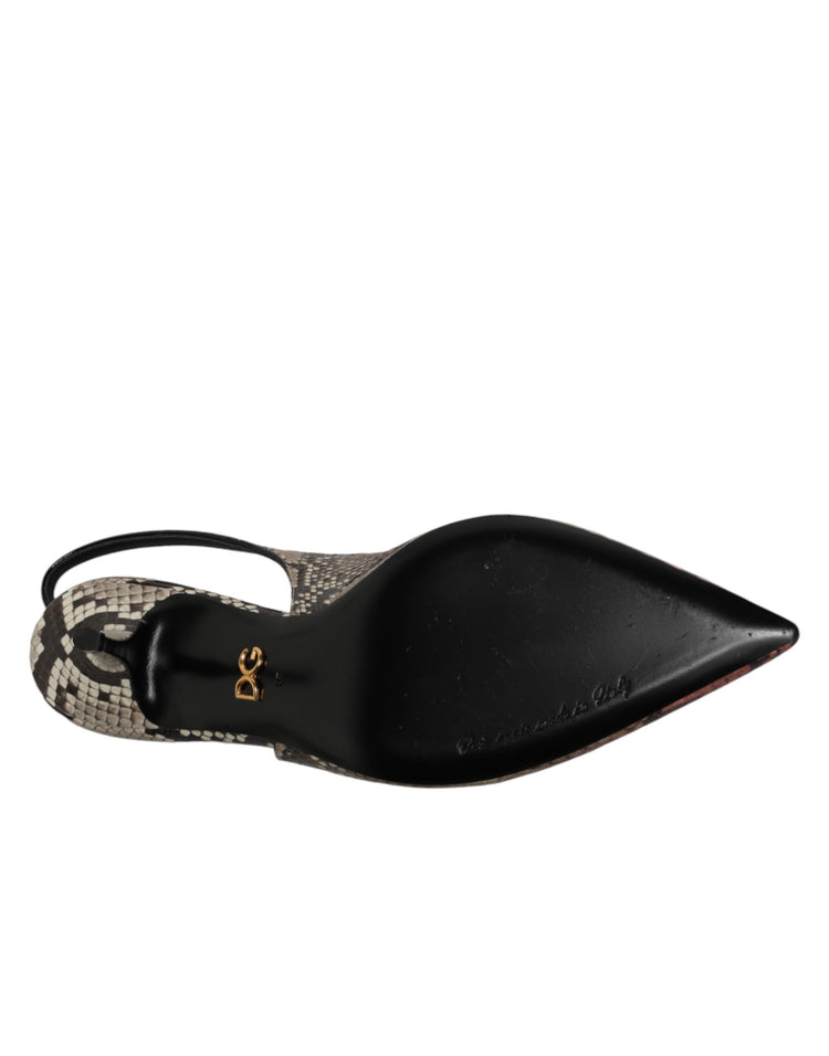 Multicolor Leather Heels Slingback  Shoes