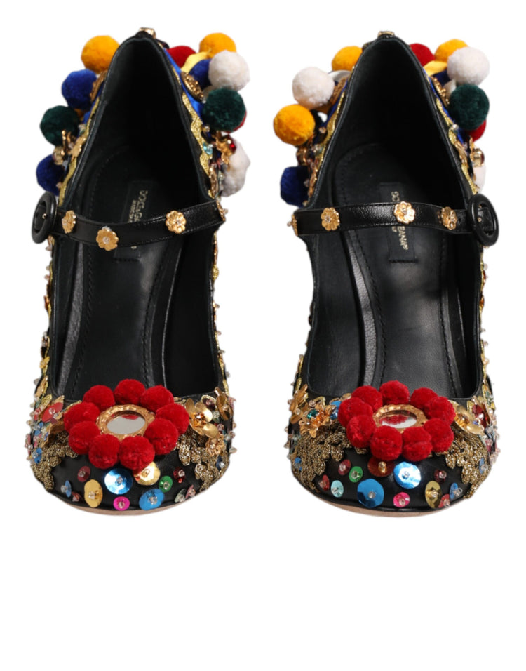 Black Gold Embellished MARY JANES Pumps  Shoes
