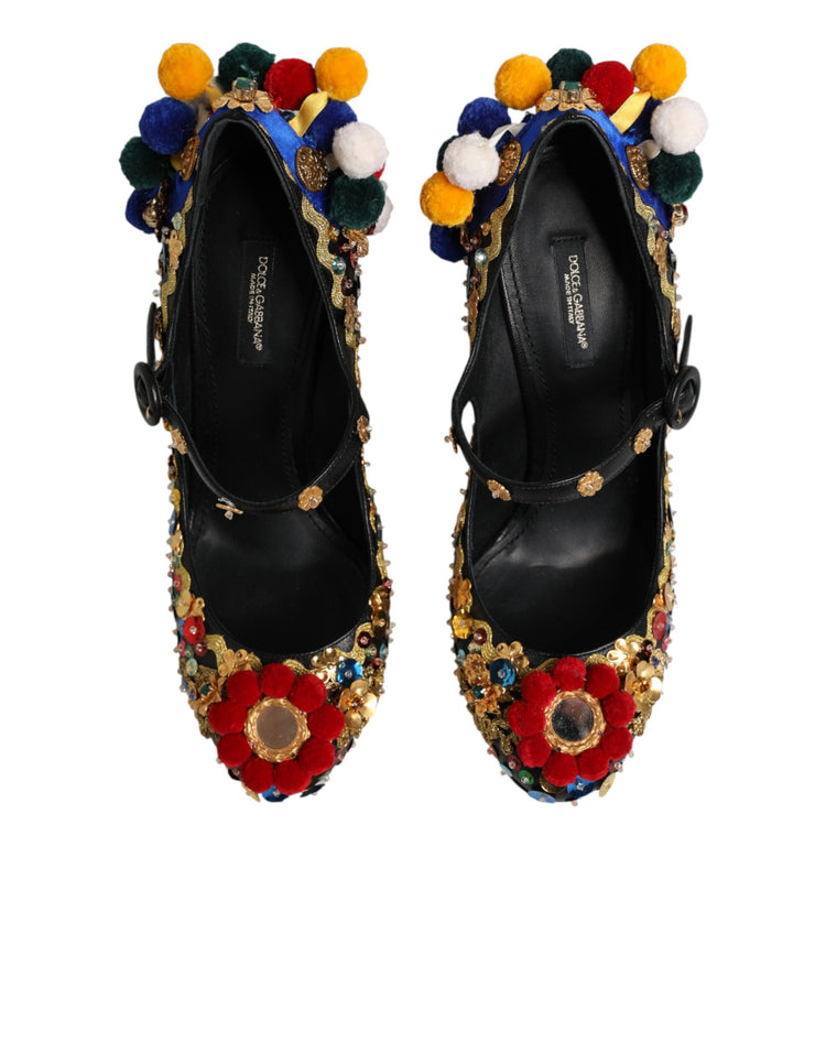 Black Gold Embellished MARY JANES Pumps  Shoes