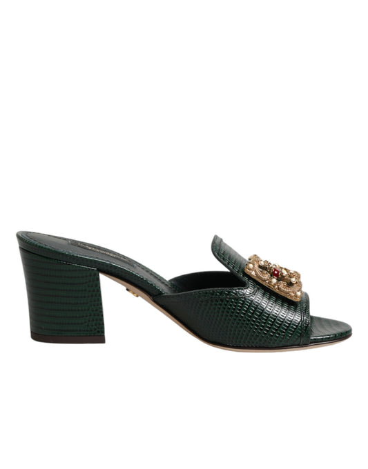 Green DG Amore Heel Slides Sandals Shoes