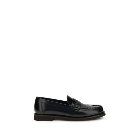 Black Leather Slip-On Loafers