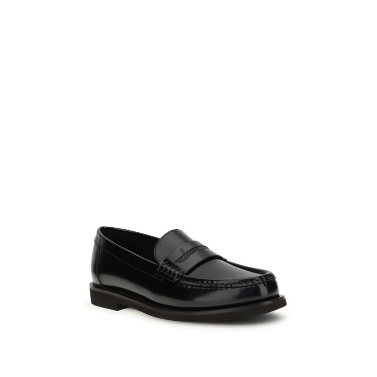 Black Leather Slip-On Loafers