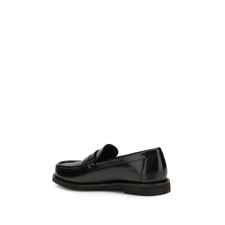 Black Leather Slip-On Loafers