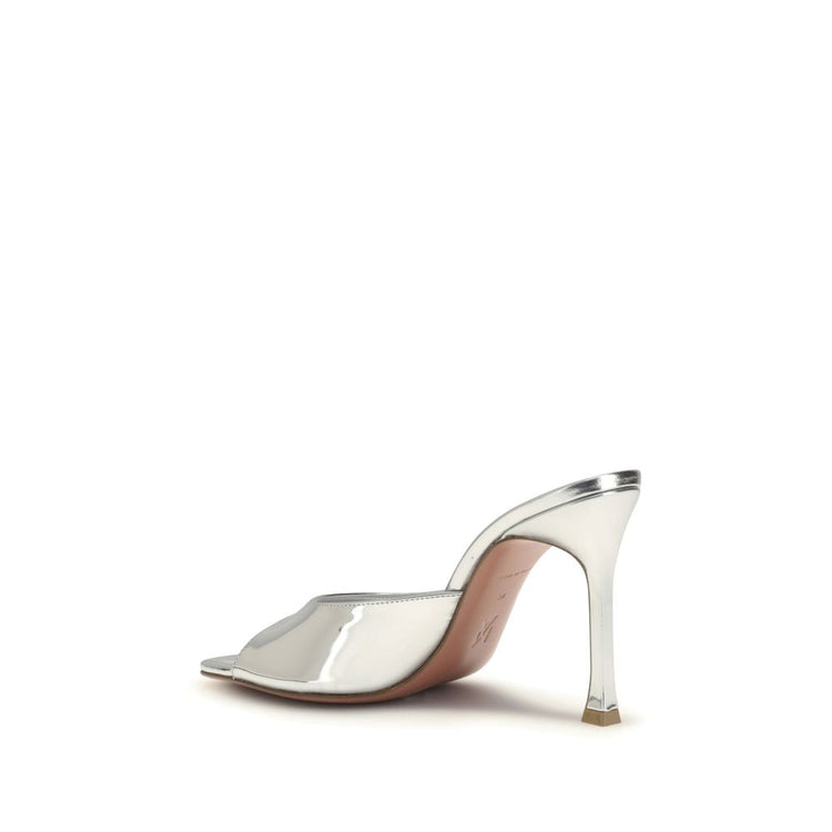 Silver Calf Leather Bos Taurus Stiletto Heel Sandals