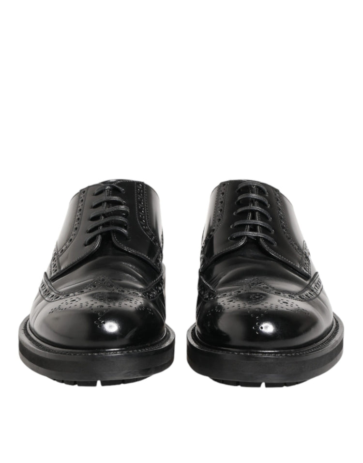 Black Calfskin Leather Derby Men Dress Shoes