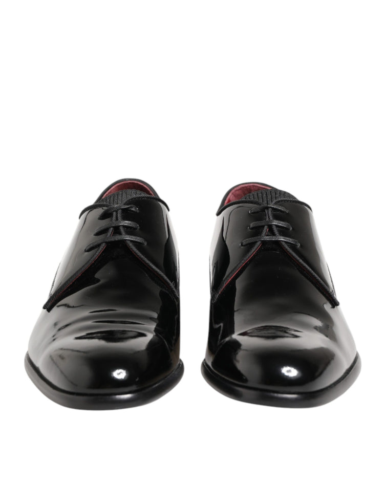 Black Calfskin Leather Derby Men Dress Shoes