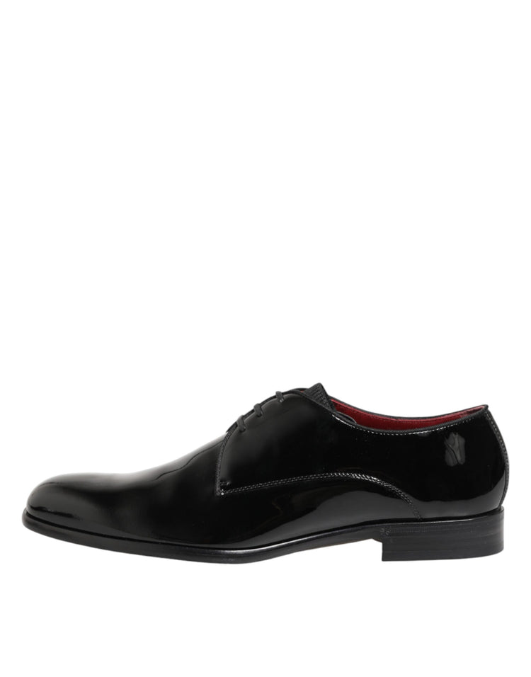 Black Calfskin Leather Derby Men Dress Shoes