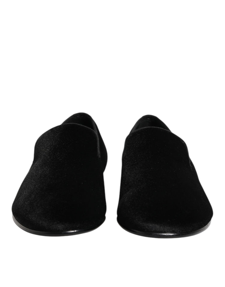 Black Leather Suede Slip On Loafers Dress Shoes