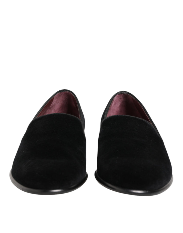 Black Leather Suede Slip On Loafer Dress Shoes