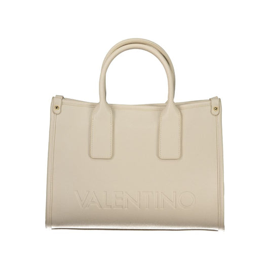 Beige Polyurethane Women Handbag